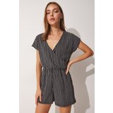  Women's Black Knitted Jumpsuit with Wrapover Collar | shoptok.hr