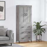 vidaXL Visoka komoda siva sonoma 69,5x34x180 cm inženirski les | Shoptok.si
