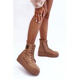 VINCEZA Suede Boots on Massive Platform Wedge Heel Beige Lavica | ePonuda.com