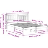  Krevetna konstrukcija Smeđa 120 x 200 cm Čvrsta borova drva | shoptok.hr