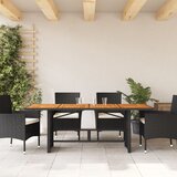  Vrtni stol s pločom od drva bagrema crni 190x80x75 cm poliratan | shoptok.hr