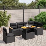 Maison Chic Seti vrtnega pohištva - Vrtna garnitura - Vrtni pohištvo set 7-delna z blazinami črn poli ratan, (21803557) | Shoptok.si