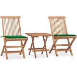  3-dijelni sklopivi vrtni blagovaonski set od masivne tikovine Zelena | shoptok.hr