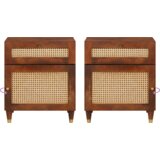 vidaXL Posteljne mize Rjava Trstika in trden mangov les | Shoptok.si
