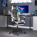  Vrtljiv gaming stol z oporo za noge črno in belo umetno usnje, (21377973) | Shoptok.si