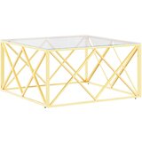 Maison Chic Klubska mizica - kavna mizica - Nizka mizica 80x80x40 cm nerjaveče jeklo in steklo, (21754238) Cene