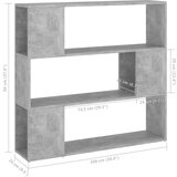 vidaXL Ormarić za knjige / sobna pregrada boja betona 100 x 24 x 94 cm | shoptok.hr