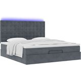 vidaXL Otomanski posteljni okvir z vzmetnicami siv 200x200cm žamet | Shoptok.si