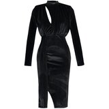 Trendyol Black Draped Detailed Velvet Dress | Shoptok.si