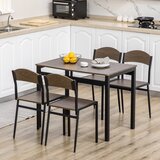 HOMCOM 5-delna jedilna garnitura s pravokotno mizo 100x63x76,5 cm in 4 stoli 45x40x82 cm, jeklo in MDF, črna in hrast, (20755603) Cene