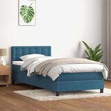 Box spring postelja z vzmetnico temno modra 90x220 cm žamet, (21790980) Cene