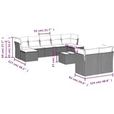  10-dijelni set vrtnih sofa od poliratana s jastucima sivi | shoptok.hr
