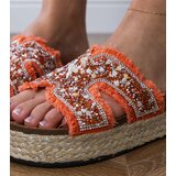 Gemre Orange espadrille flip-flops with rhinestones and stones Najros | ePonuda.com