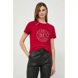 Karl Lagerfeld Bombažna kratka majica ženski, rdeča barva