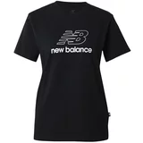 New Balance Majica črna / bela