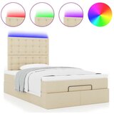 Otomanski okvir kreveta s madraca krem 120x190 cm od tkanine | shoptok.hr