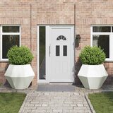 vidaXL Cvetlično korito 2 pcs Bela 100 x 100 x 80 cm Jeklo | Shoptok.si