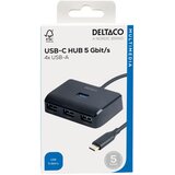 Deltaco USB-C hub s 4 vrati, 5 Gbit/s, dodatni vhod za napajanje, črna | Shoptok.si