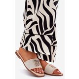 Boto Elegant Women's Slippers With Decoration On Flat Heel Beige Lovehia | ePonuda.com