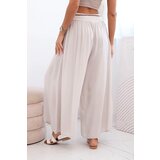 Kesi Włoski Women's wide-leg viscose trousers dark beige | shoptok.hr