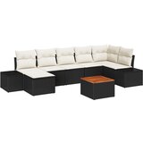 vidaXL 8-delni vrtnarski set kavčev z blazinami črn poli ratan akacija | Shoptok.si