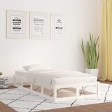vidaXL Posteljni okvir bel 100x200 cm trden les Cene