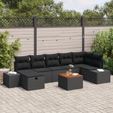 vidaXL vrtna sofa set 8 delov Črna, Rjava Ratan, Les Vrtna sofa set Cene