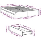  Posteljni okvir s predali bel 160x200 cm inženirski les | Shoptok.si