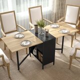  Sklopivi stol blagovaonski stol pomoćni stol hrast metalni okvir kuhinja dnevni boravak tamna boja drva + crna | shoptok.hr
