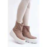 Zazoo Women's Leather Platform Boots with Straps 1752 Beige | shoptok.hr