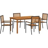  Vrtni set za objed 5 kom. Crna Čvrsto drvo akacije 150 x 90 x 74 cm | Shoptok.si