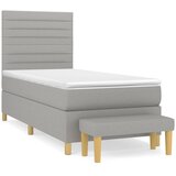  Box spring postelja z vzmetnico svetlo siva 90x200 cm blago | Shoptok.si