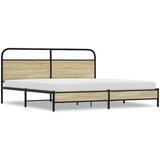 Metalni Kovinski posteljni okvir brez vzmetnice sonoma hrast 193x203 cm, (21611591) | Shoptok.si
