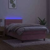  Box spring postelja z vzmetnico LED roza 90x200 cm žamet, (20724935) | Shoptok.si
