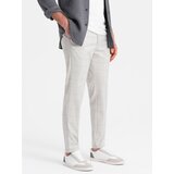 Ombre Men's pants with a classic cut in a delicate check - beige | Shoptok.si