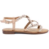 Shelvt Beige sandals decorated with rhinestones | shoptok.hr