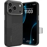 Montage Magnetic Armor Pro Kevlar maska ​​s metalnim okvirom 600D+1500D za iPhone 17 Pro Max crna (gumb za upravljanje kamerom)