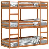 vidaXL trojni pograd voščeno rjav 90x200 cm trdna borovina | Shoptok.si