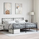  Metalni okvir krevet bez madraca s podnožjem crni 180x200 cm | shoptok.hr