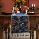 INF Elegantni moder tekač za mizo s cvetličnim vzorcem in cofki XL, (21686087) | Shoptok.si