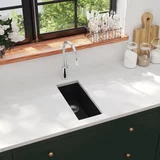 Kuhinjski sudoper s otvorom protiv prelijevanja crni granitni