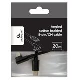 Gembird CC-USB2-CMLML-0.2M Kabl USB-C na 8pin pod uglom 0,2m Black Cene