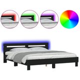  Okvir kreveta s uzglavljem i LED svjetlima crni 200 x 200 cm | shoptok.hr