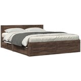 Maison Chic Posteljni Okvir - Dvoposteljna postelja z vzglavjem rjavi hrast 160x200 cm inž. les, (22080289) | Shoptok.si