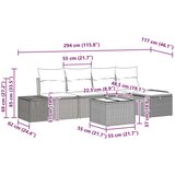  Vrtna garnitura - 6-dijelni set vrtnih sofa s jastučićima svijetlosivi poli ratan | shoptok.hr