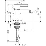 Hansgrohe Metris S Chrome baterija (slavina) za bide sa odlivnim ventilom sifona pop-up 31261000 | ePonuda.com