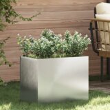 vidaXL Vrtni lonček srebrna 50 x 32 x 40 cm Pocinkano jeklo | Shoptok.si