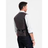 Ombre Men's suit vest with classic detailing and lining - black | ePonuda.com