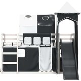  Krevet na kat s toboganom i zavjesama bijelo-crni 90 x 200 cm | shoptok.hr