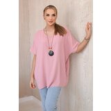 Kesi Oversized blouse with pendant in dark pink color Cijene